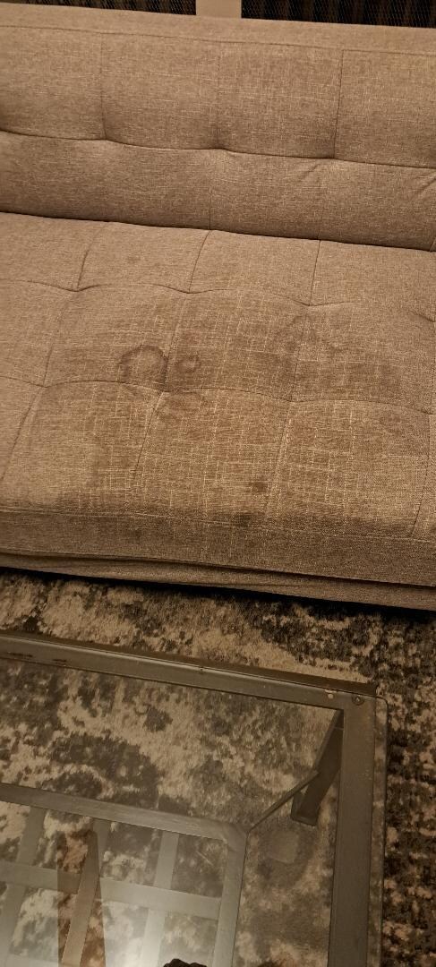 Close up of sofa stain