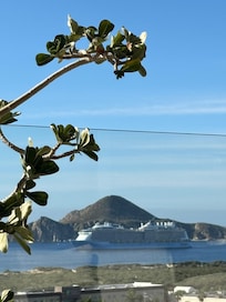 Enjoy cruise ship views and awesome whale watching (in season) off the balcony