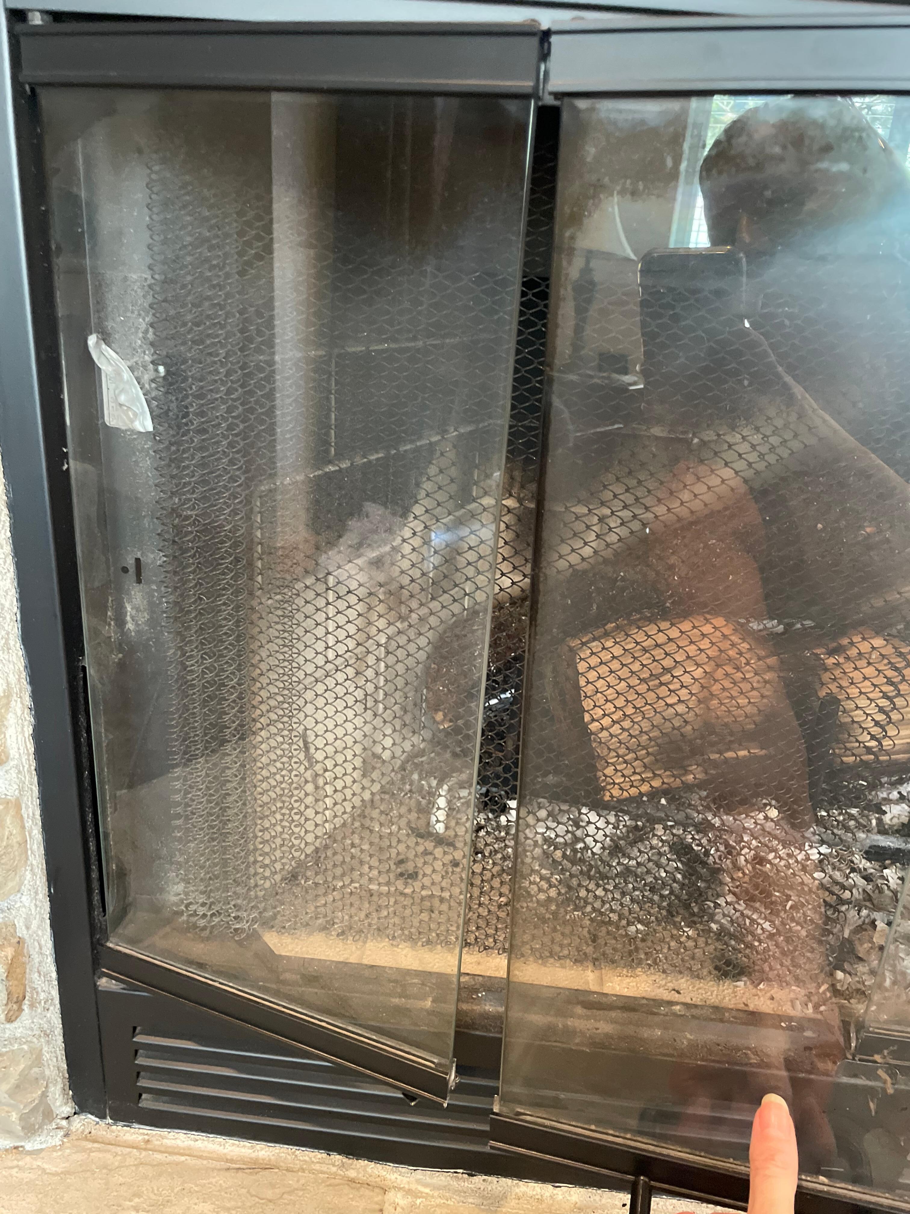 Broken fireplace door