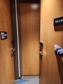 This was going into our room. Our door was the one straight ahead. Difficult to get in and out of the room with luggage