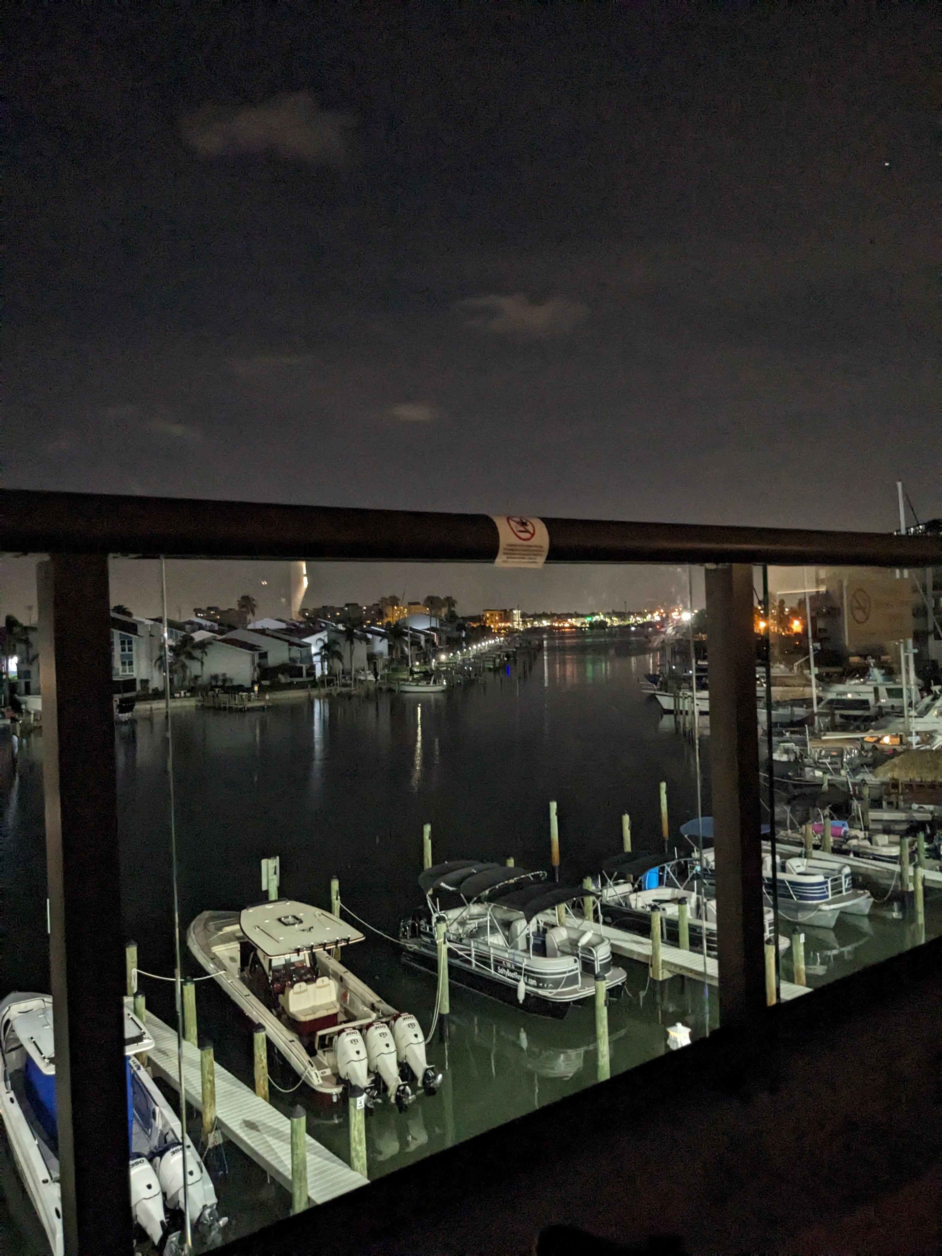 View from the intercoastal balcony on the third floor at night.