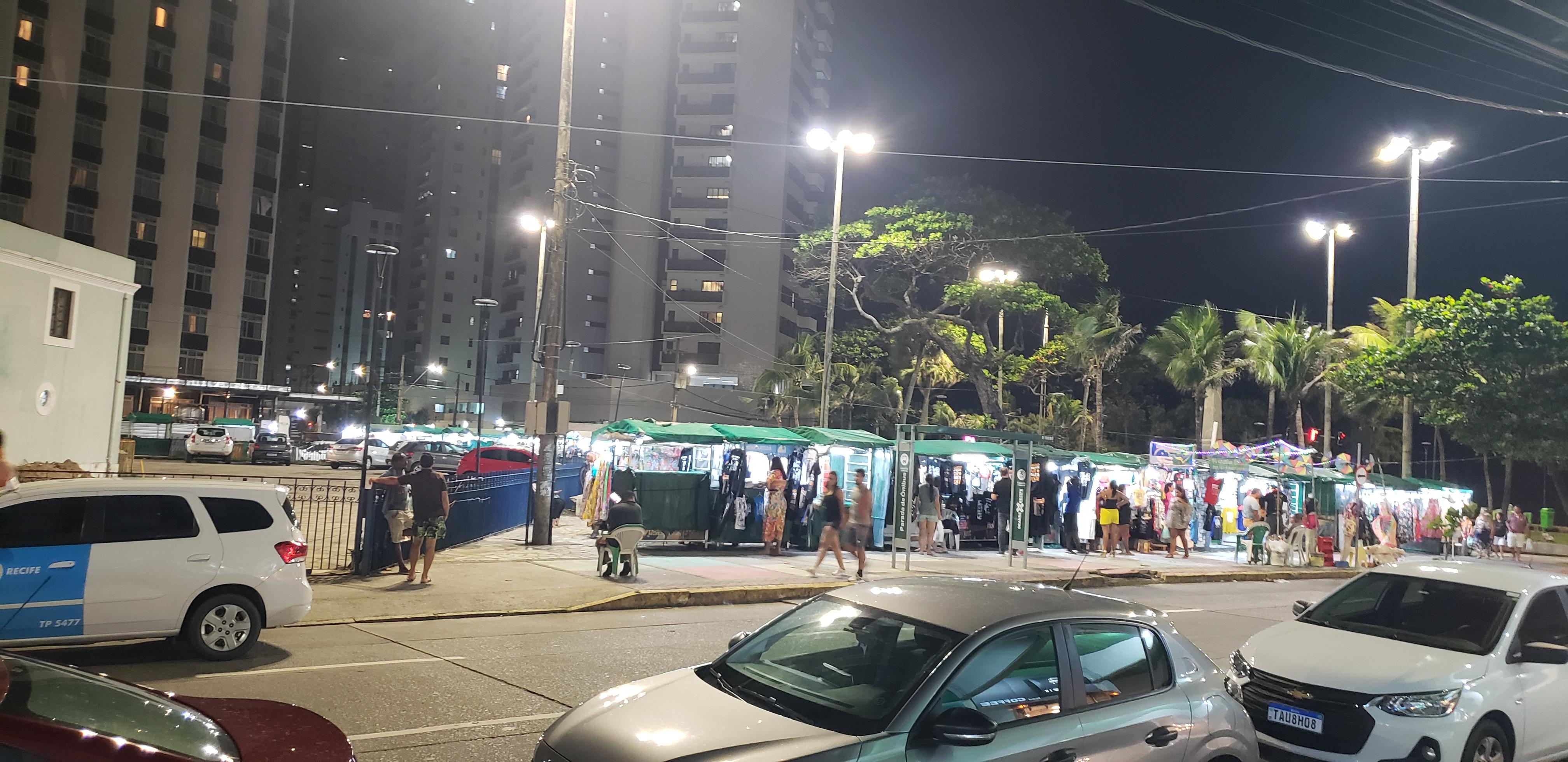 View of Pracinha de Boa Viagem - with stalls of food, clothing, trinkets