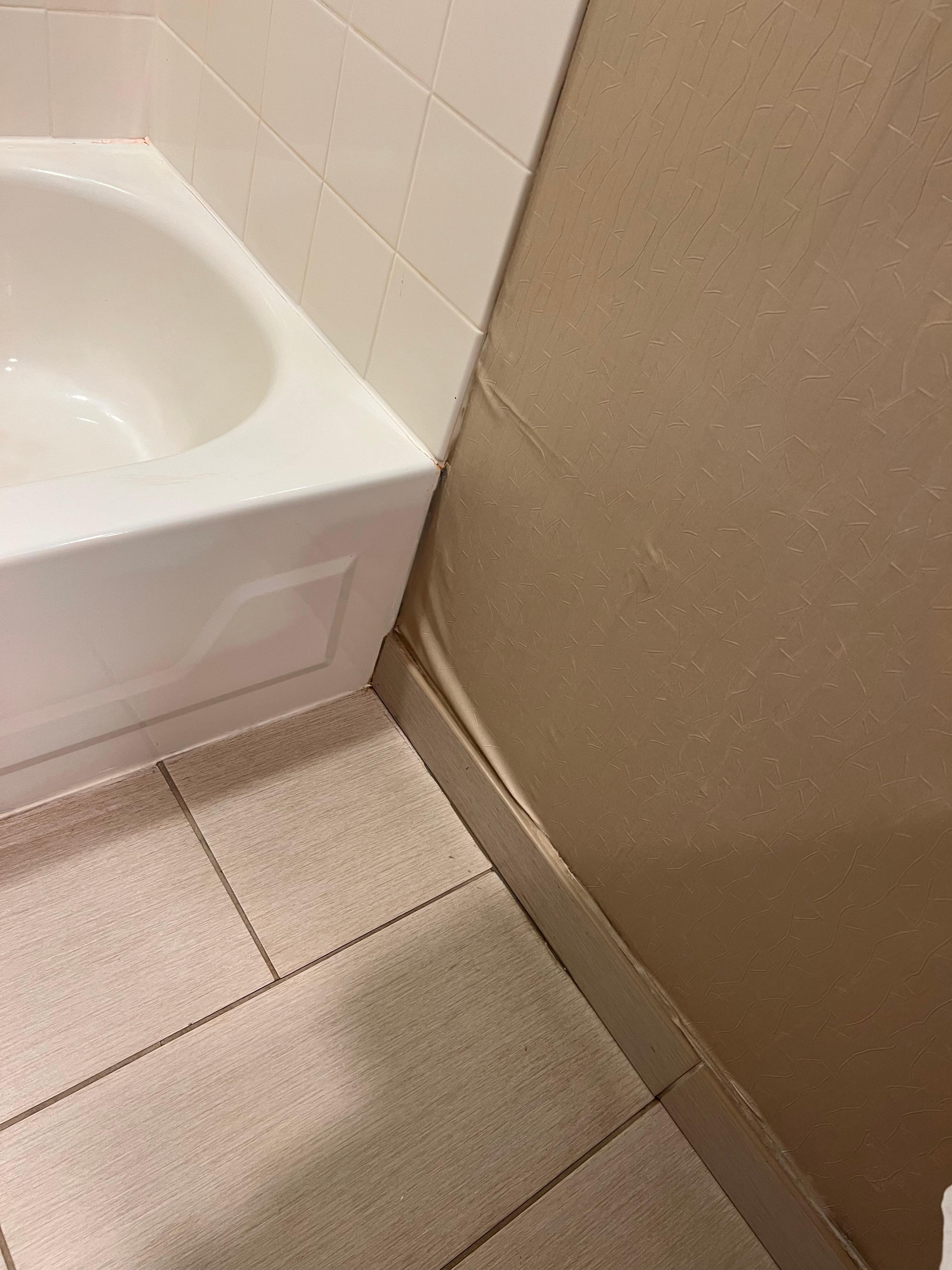 Water damage near the shower