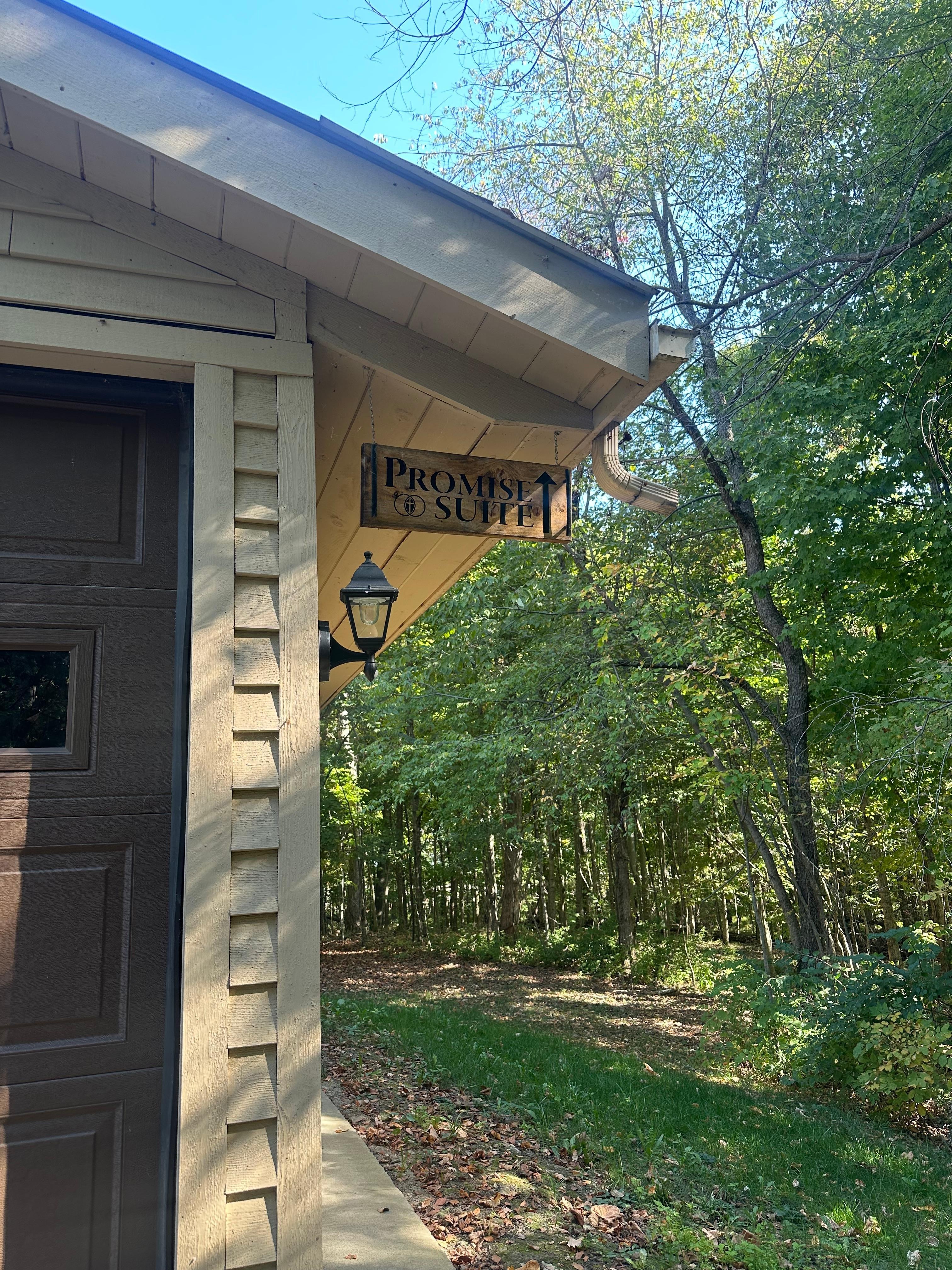 The walkway leading to the suite at the very end of the house. 