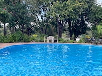 The pool was large and clean with towels available