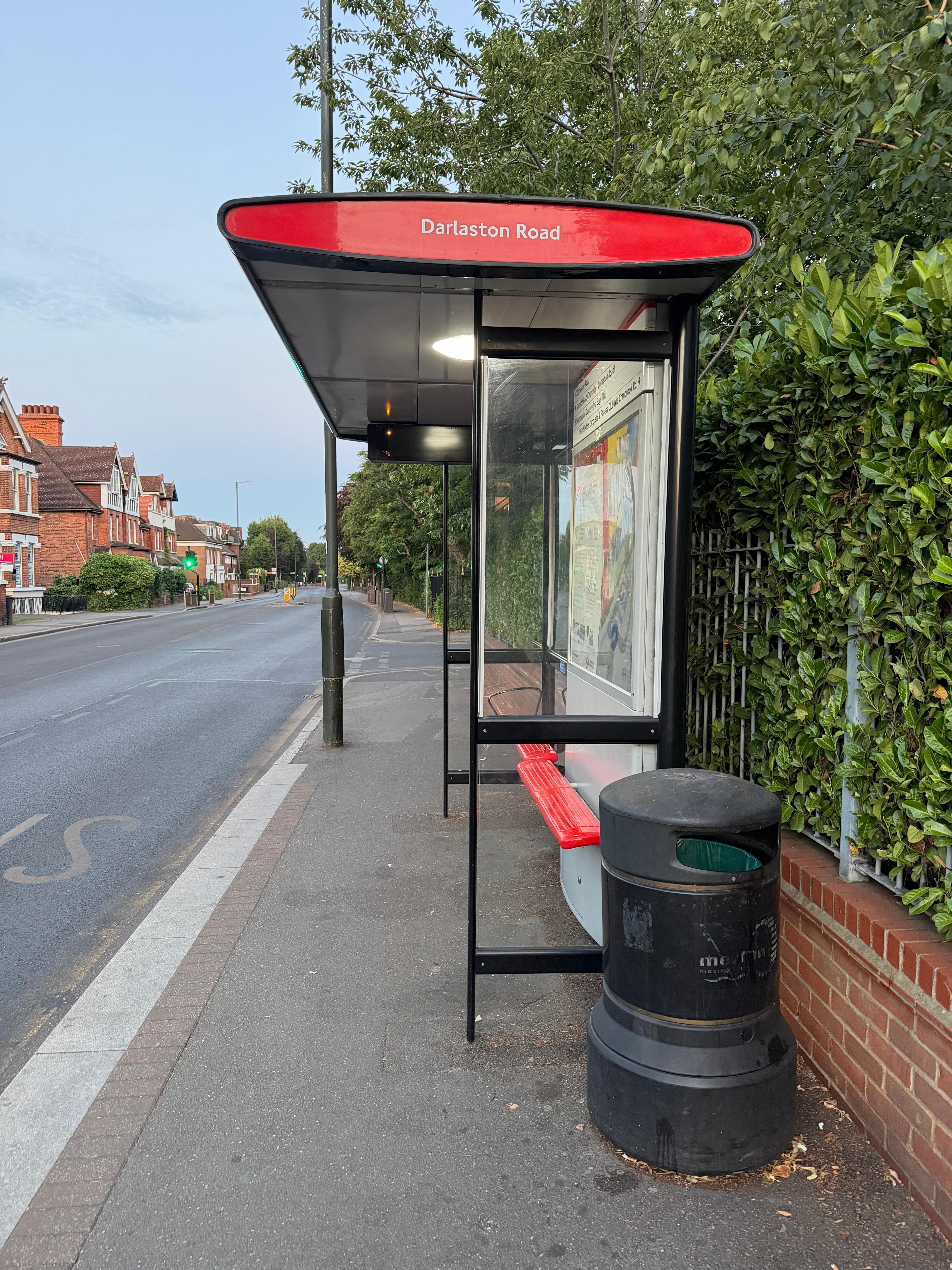The bus stop across the Wimbledon Hotel
