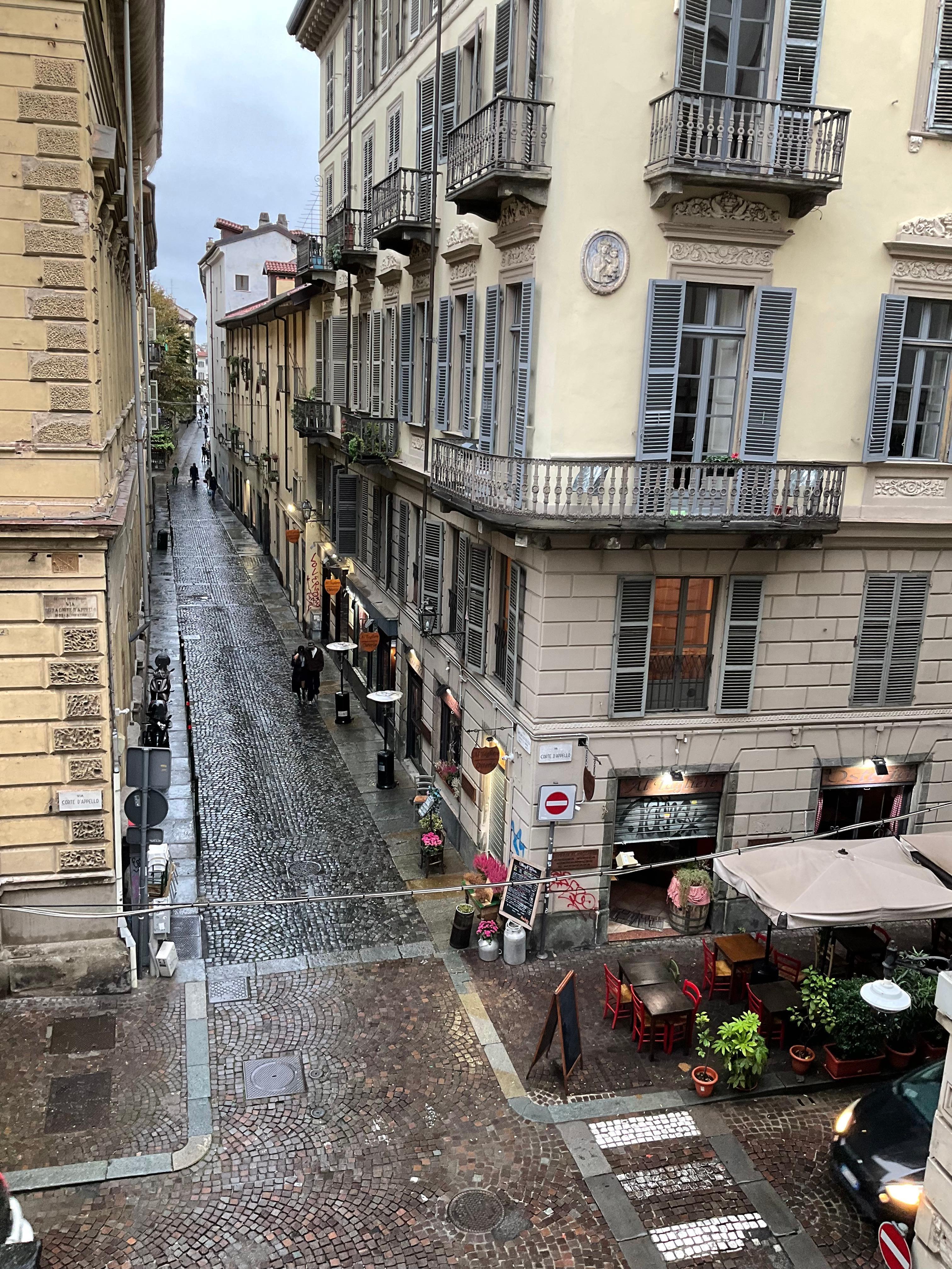 View from balcony. Restaurant is seen on the right 