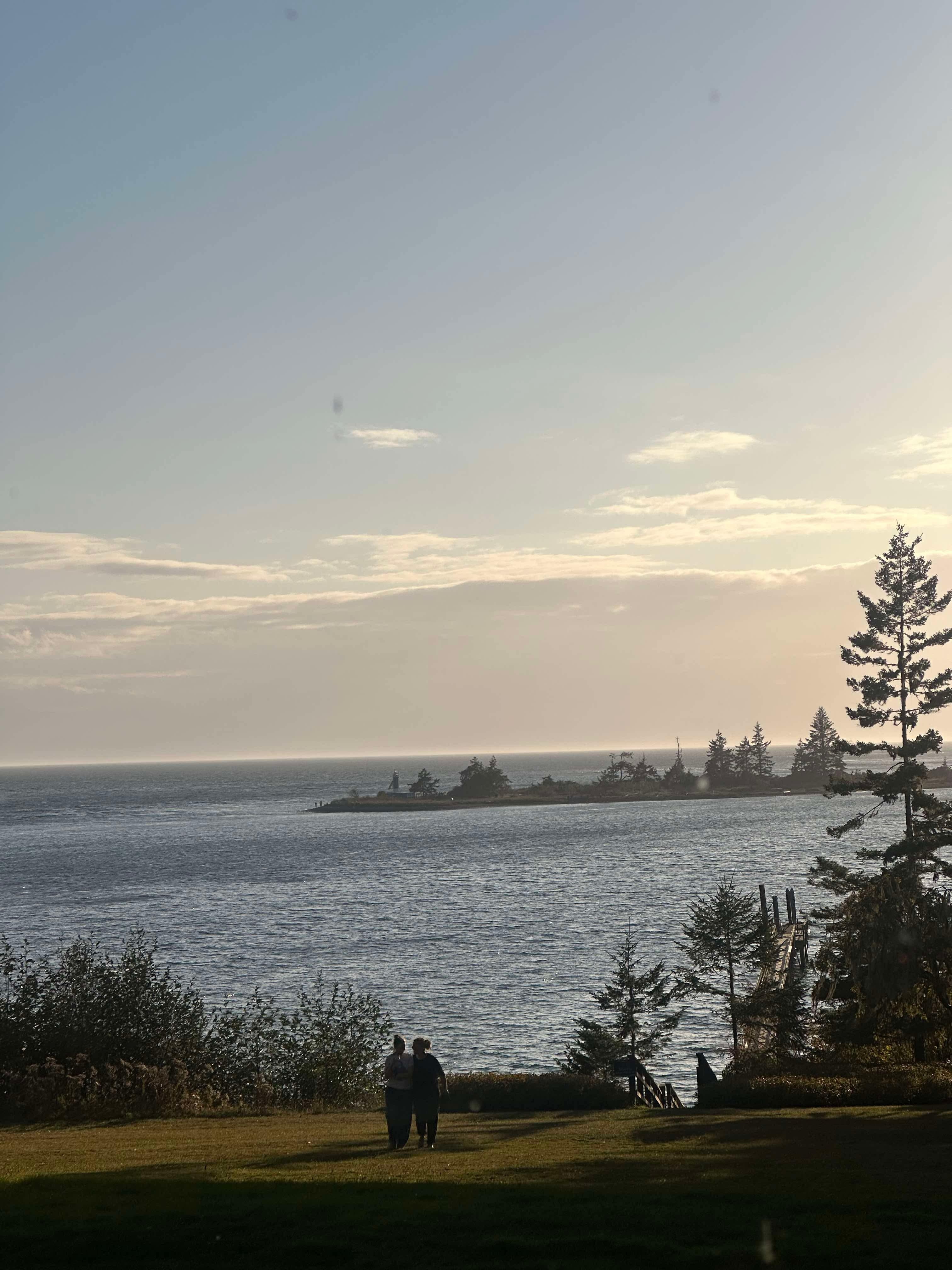 Evening view down lawn