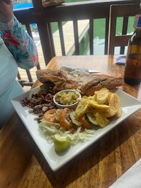 Whole grilled snapper dinner at “On the Rocks”