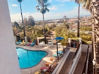View from our balcony of the pool