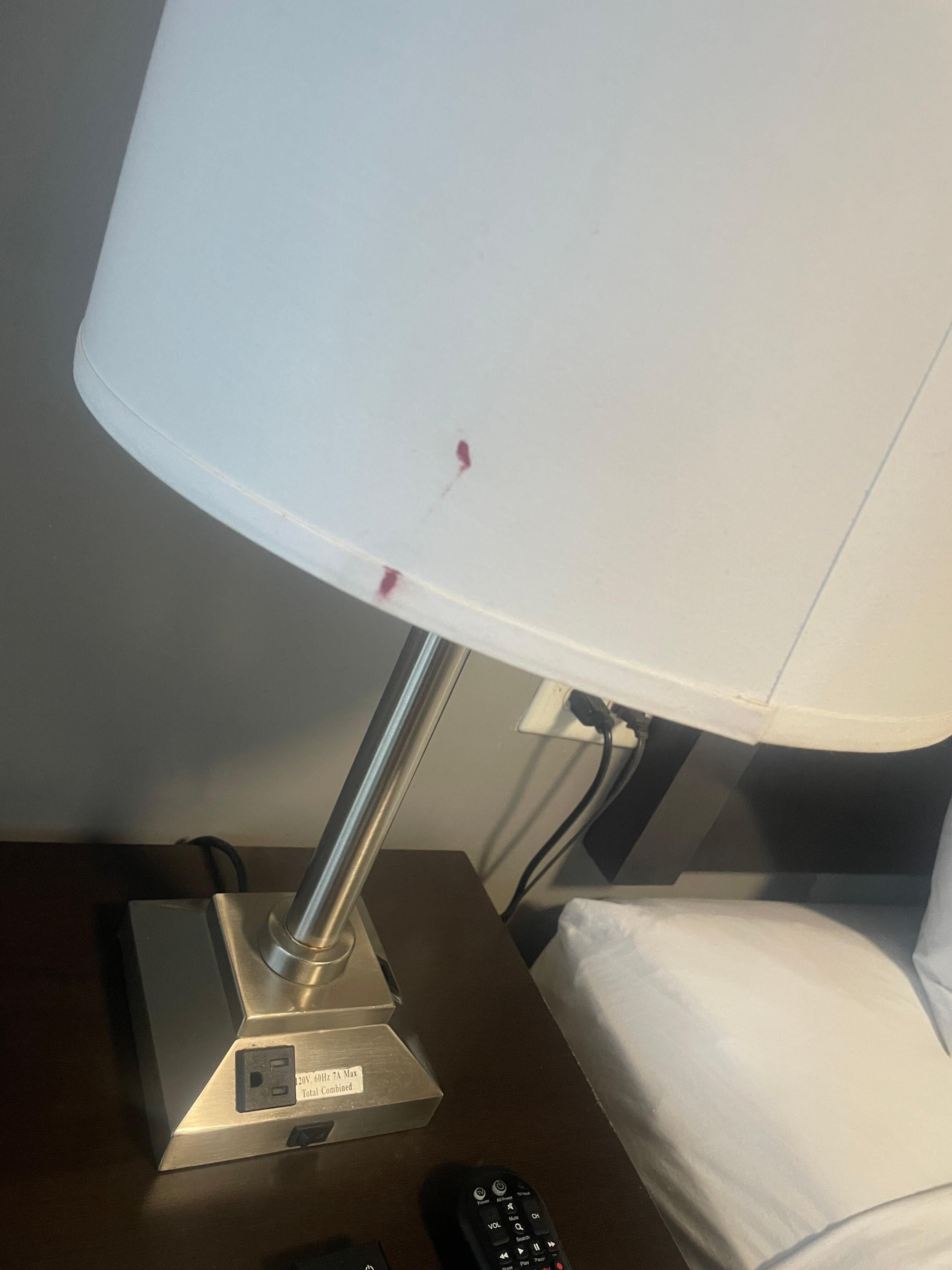 Lamp shade has blood stains