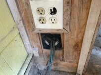 electrical code violation wire not rated for outdoor use, electrical outlet has been damaged by electrical short