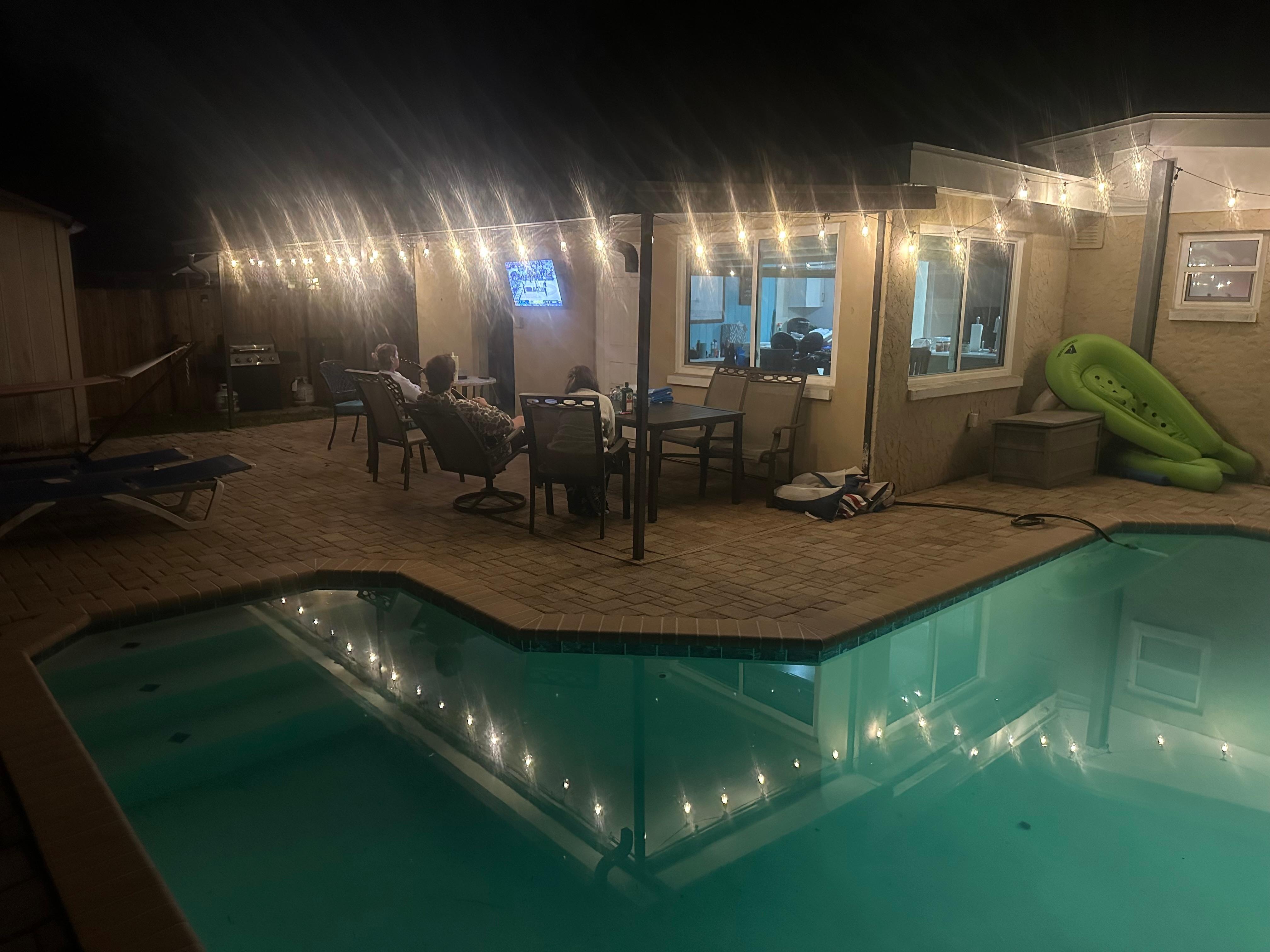 Michigan v UConn game on the outdoor TV 