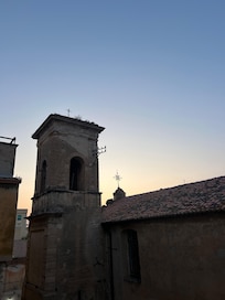 View from room window at sunset