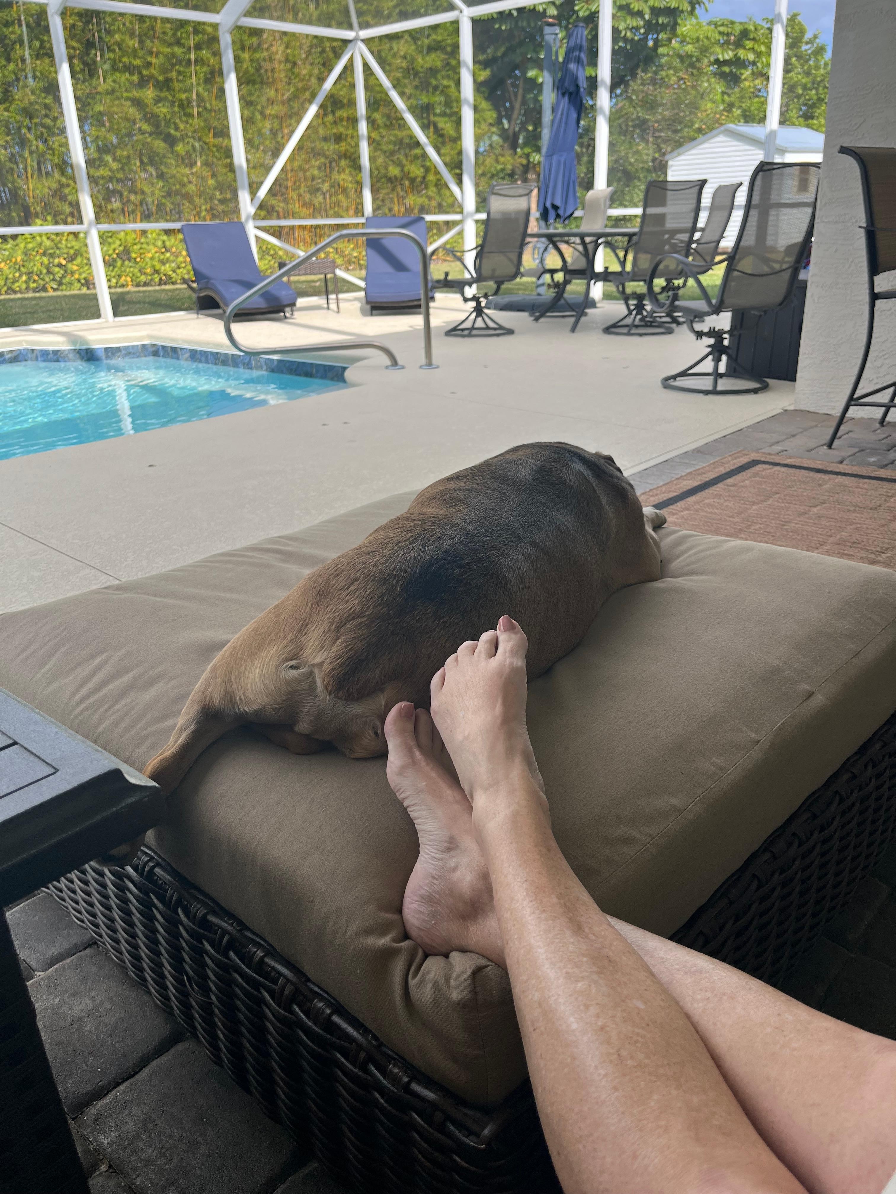 Relaxing by the pool