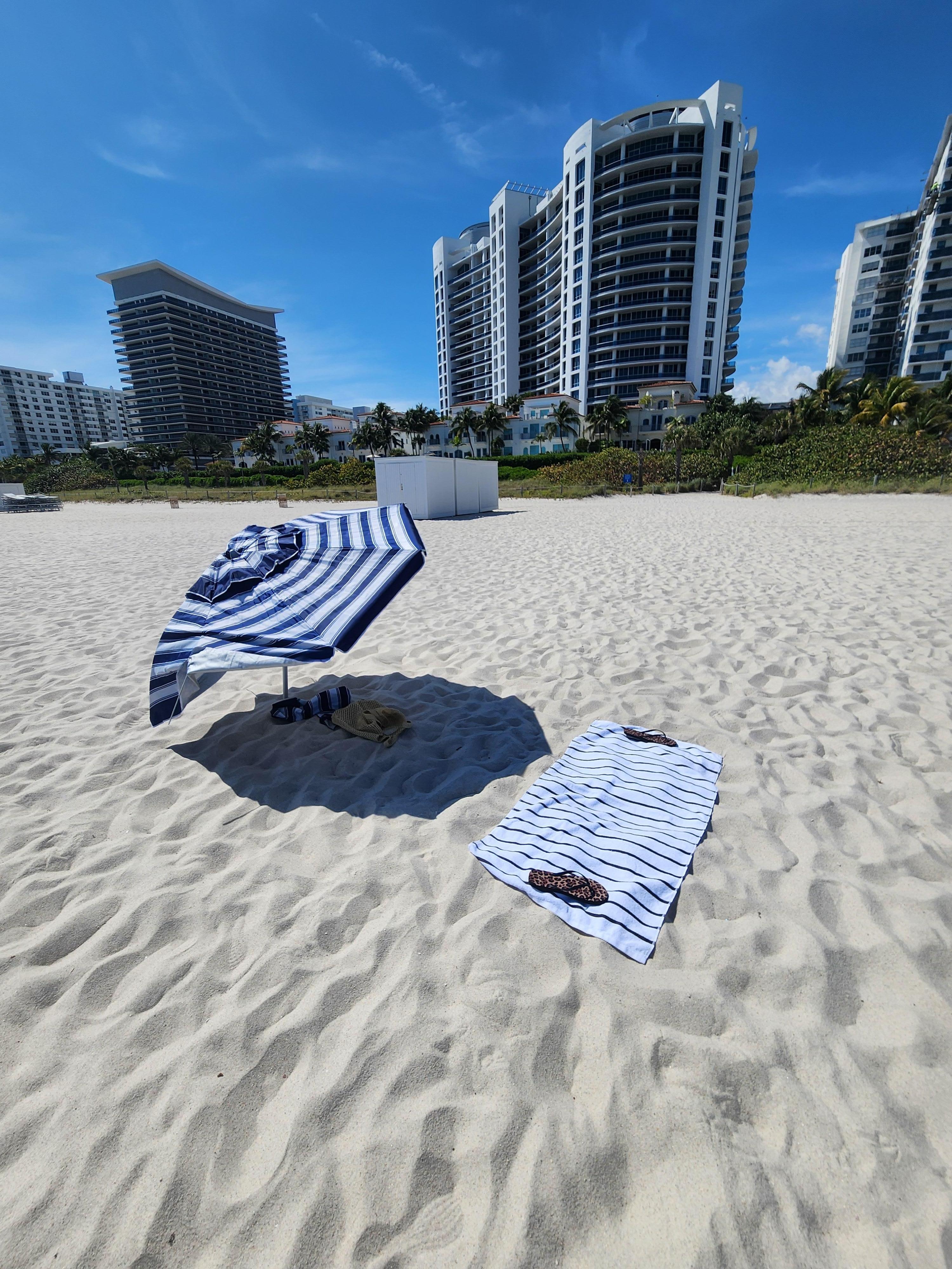 Beach towel and umbrella 