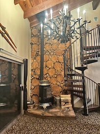 Upstairs to the pool table room