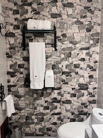 Beautiful stone wall in bath