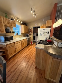 Kitchen and at the end is the entry to the laundry area