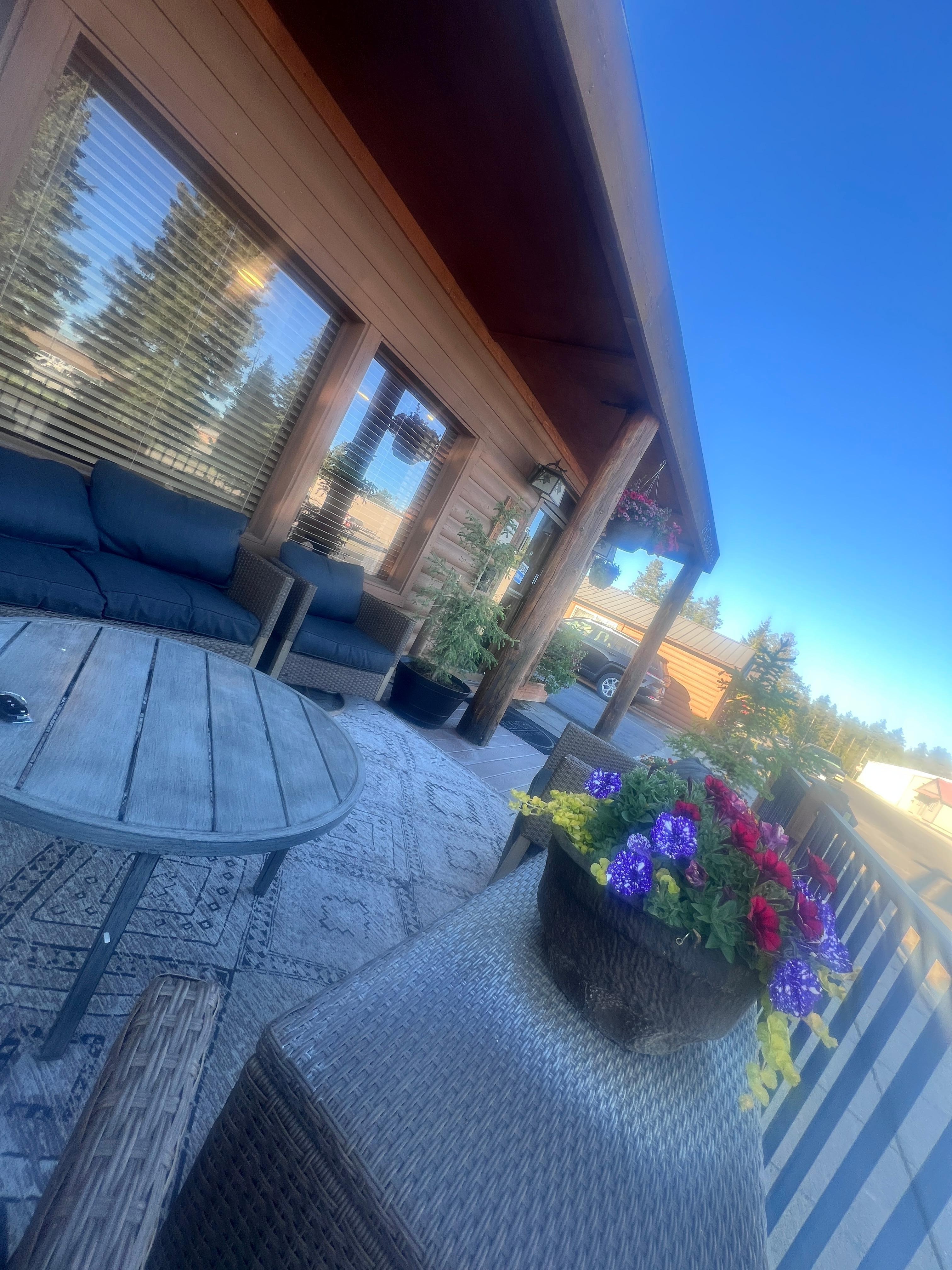 Lounge area outside of lobby was perfect for glass of wine at end of the days adventures.