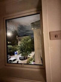 Bedroom window at night