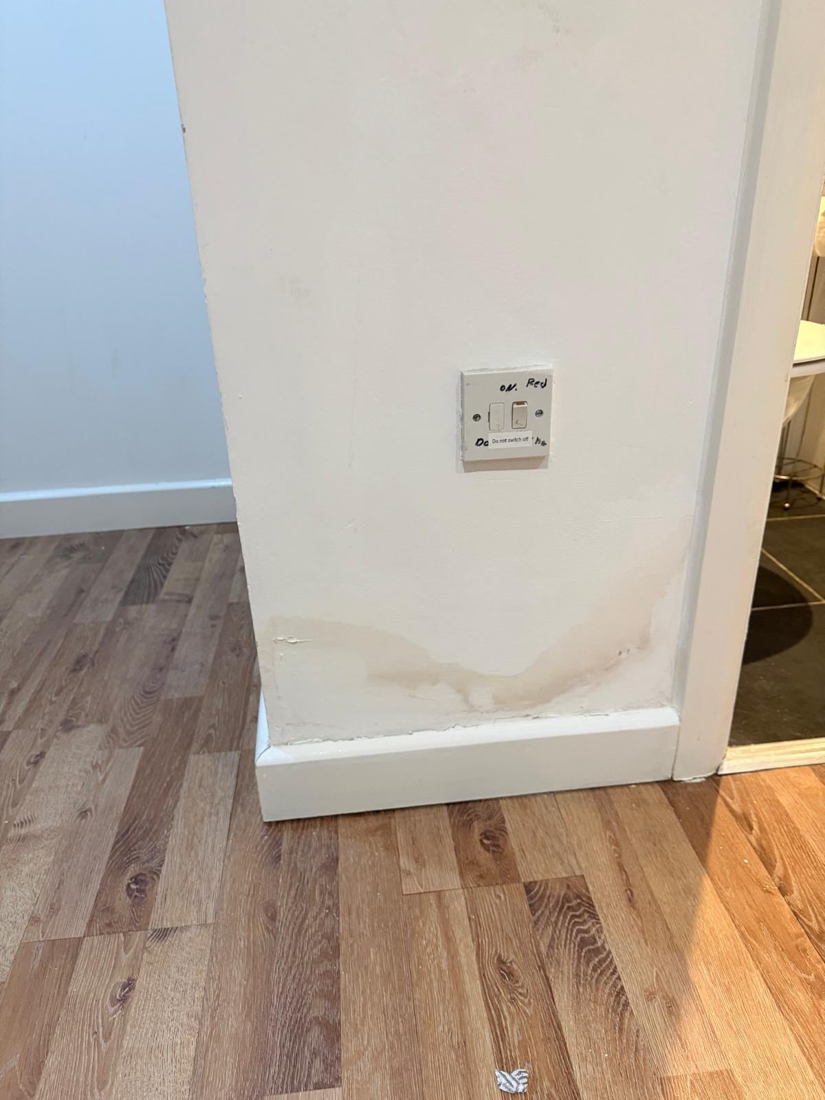 External bathroom wall - brown stained you can guess with what