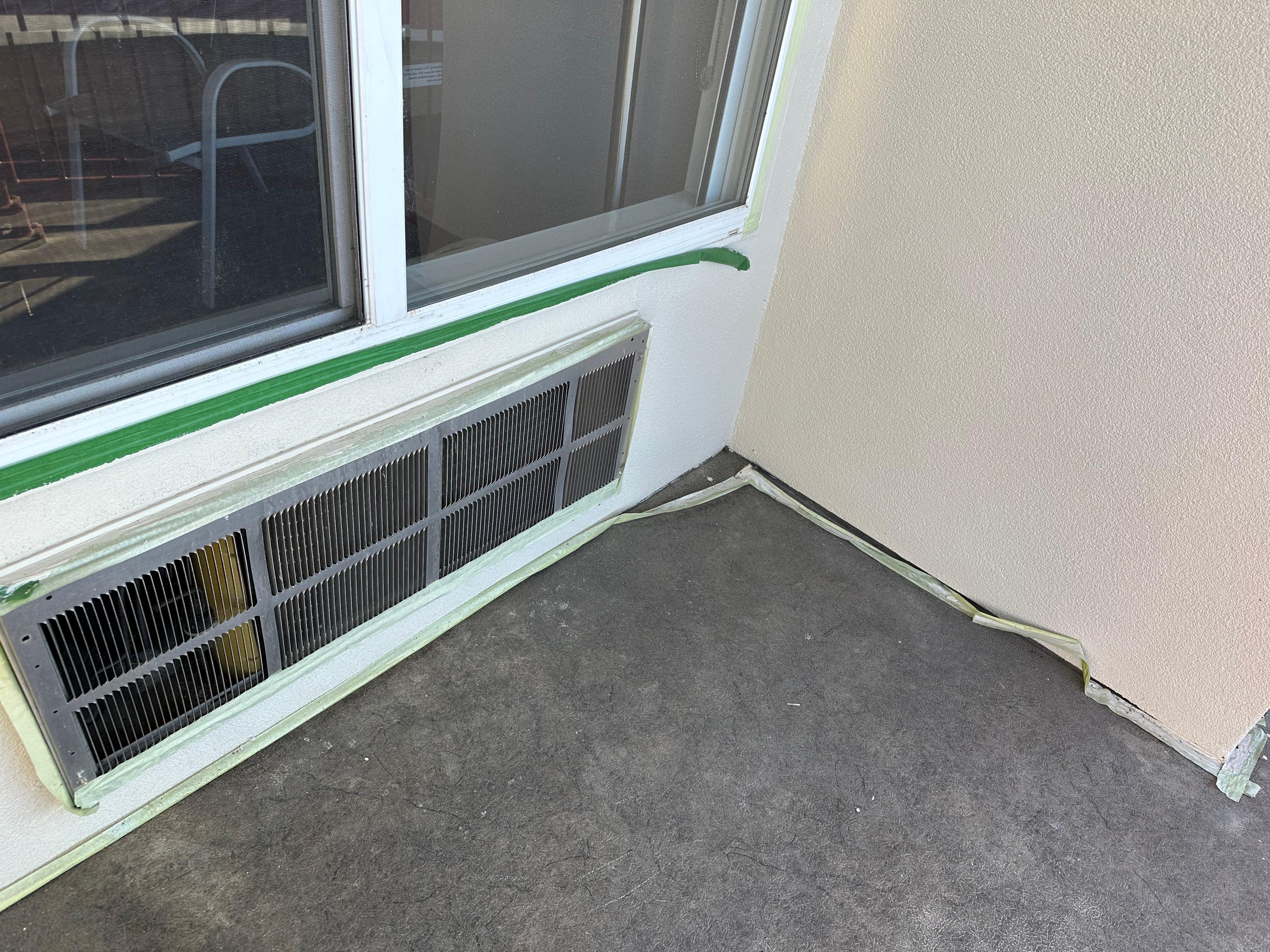 Our balcony was painted partially but tape still on 