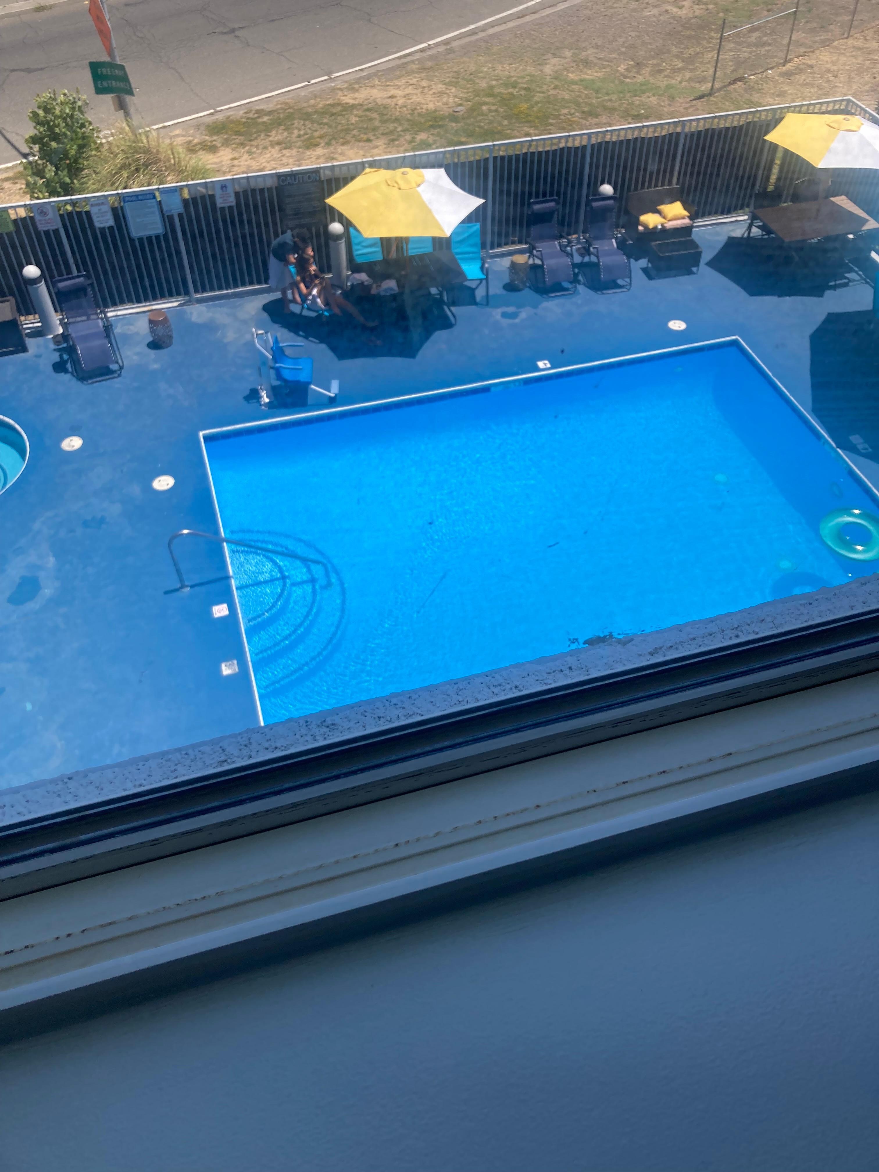 View of pool from my room on the third floor. 