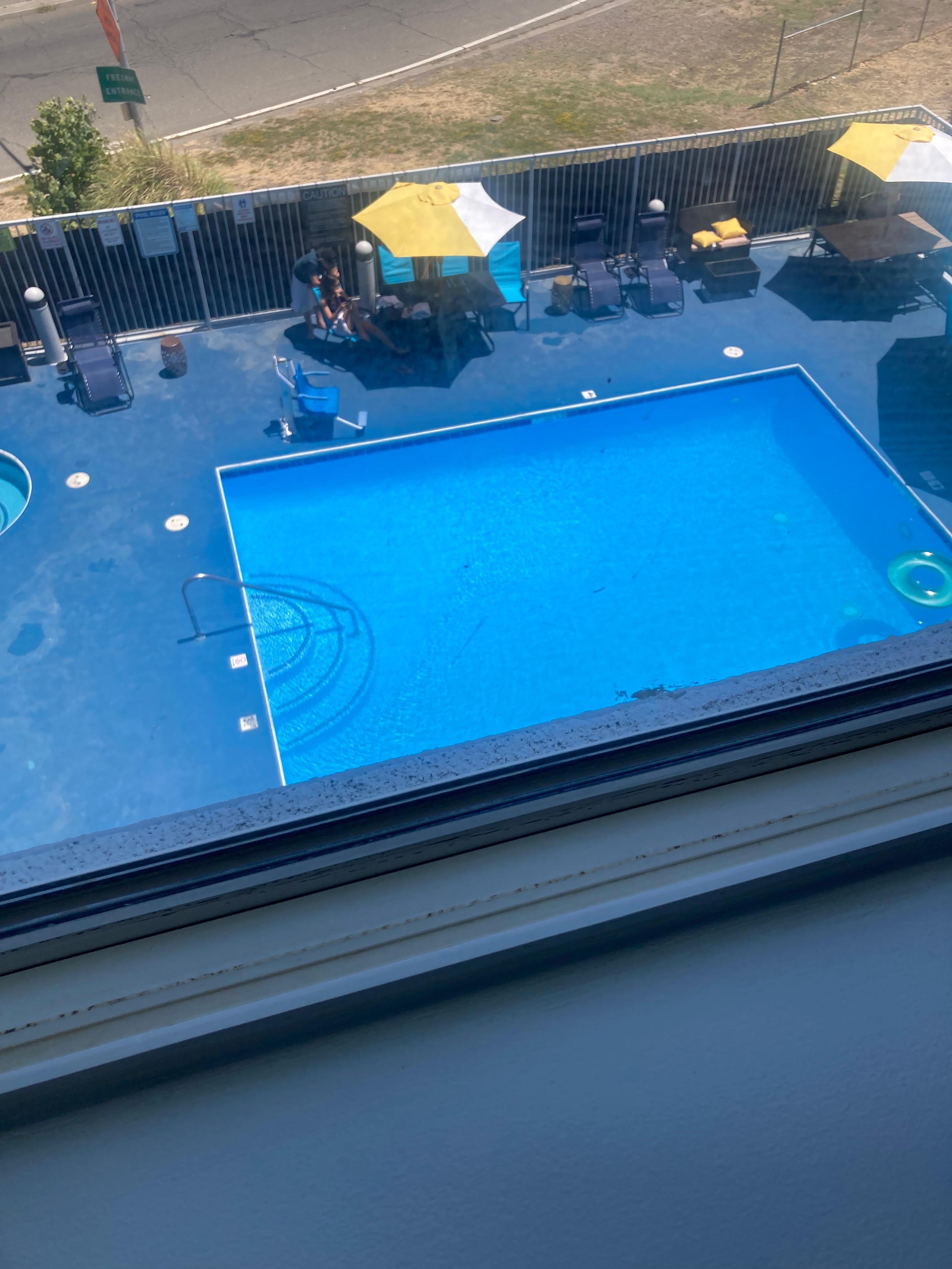 View of pool from my room on the third floor.