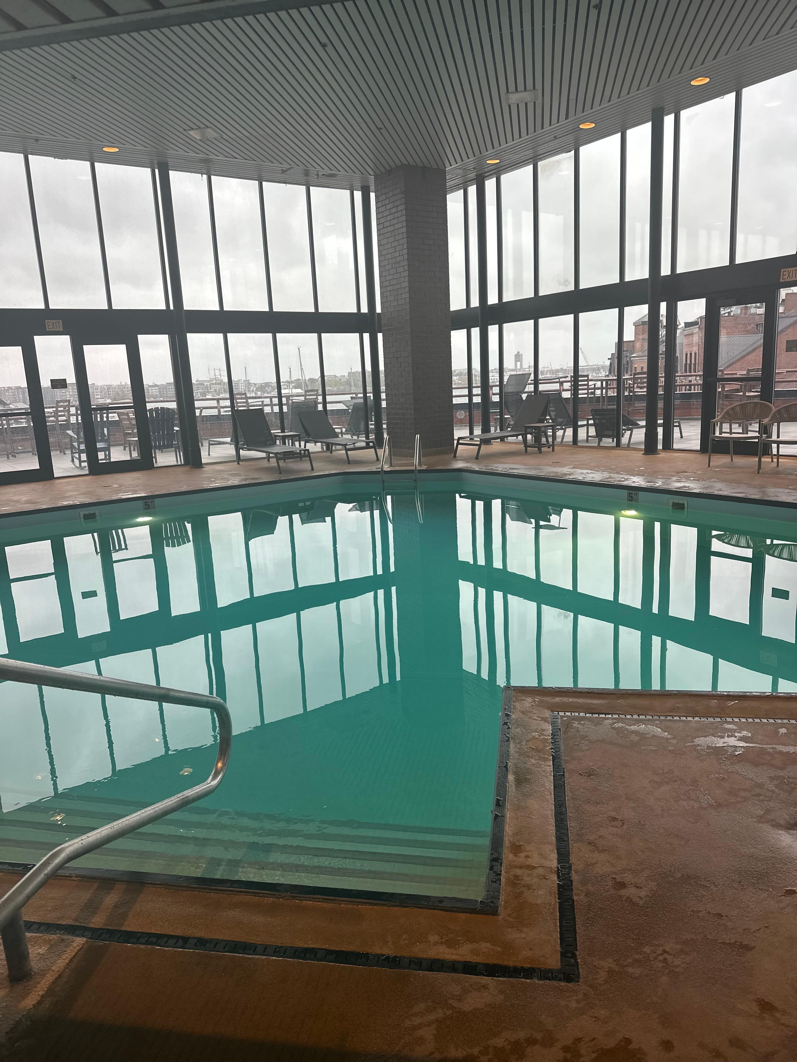 It was a rainy cold day & so fun to come back to this pool & gym after freezing in the rain 