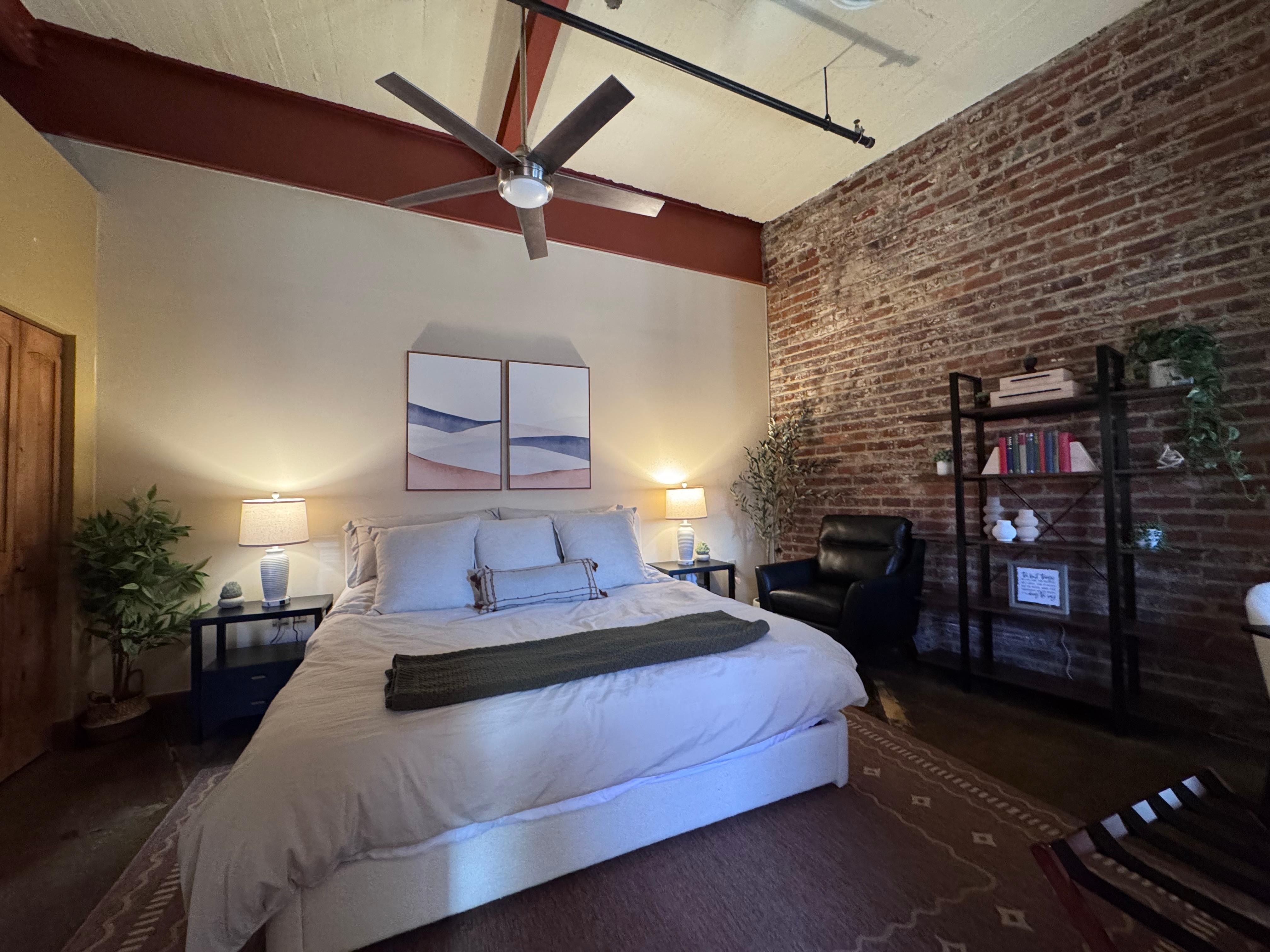 Bedroom w comfortable king bed also comfortable pillows