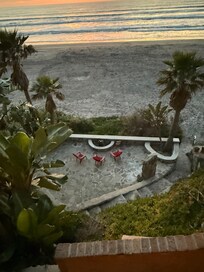 View from patio to fire pit