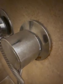 Rusted and none of the knobs we marked they had to send instructions on how to turn it off, wouldn’t get warm, only hand held was operable not shower head, and horizontal knobs all ran into each other.