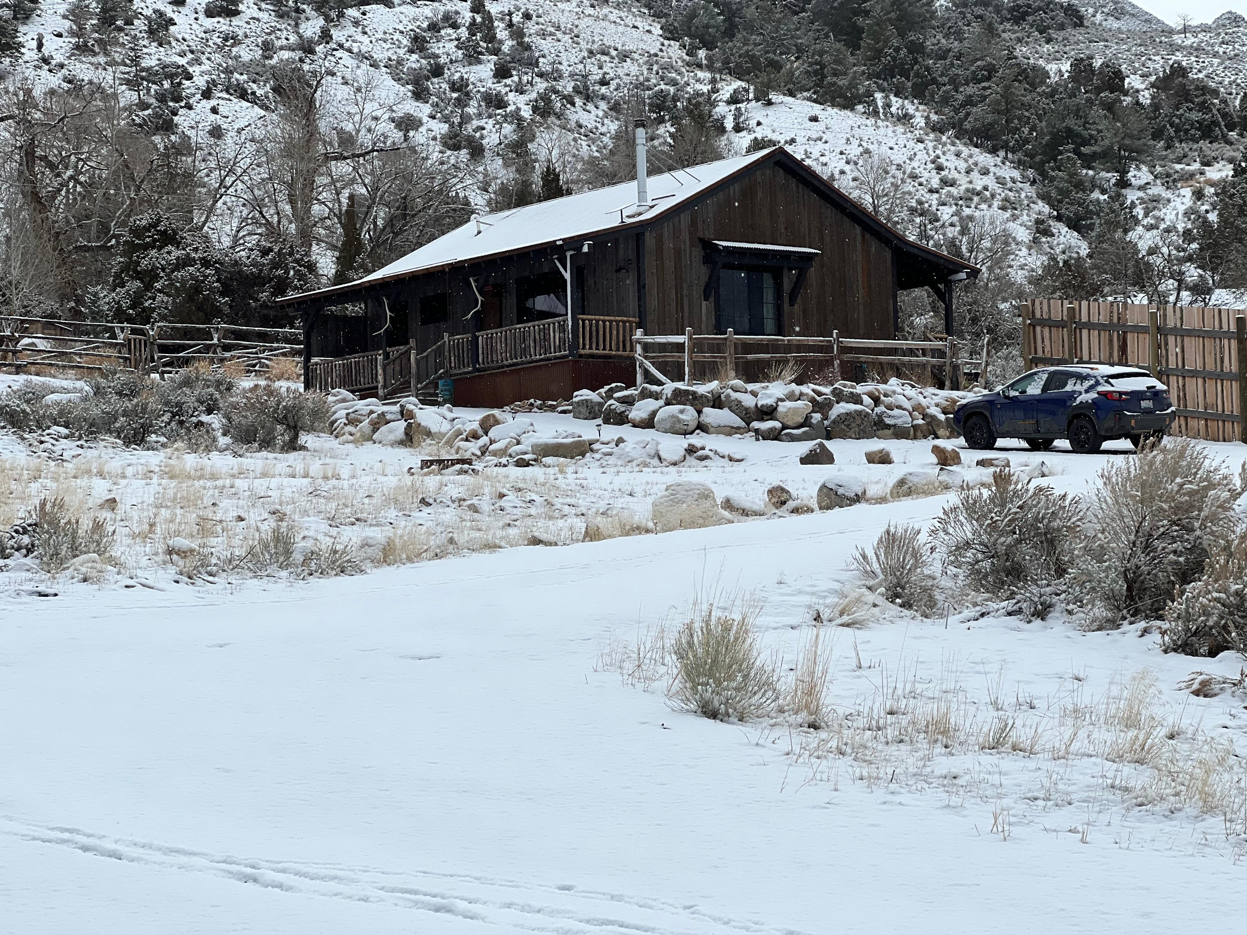The cabin from the driveway 