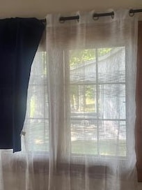 Sheer window coverings; added blankets for privacy in all bedrooms