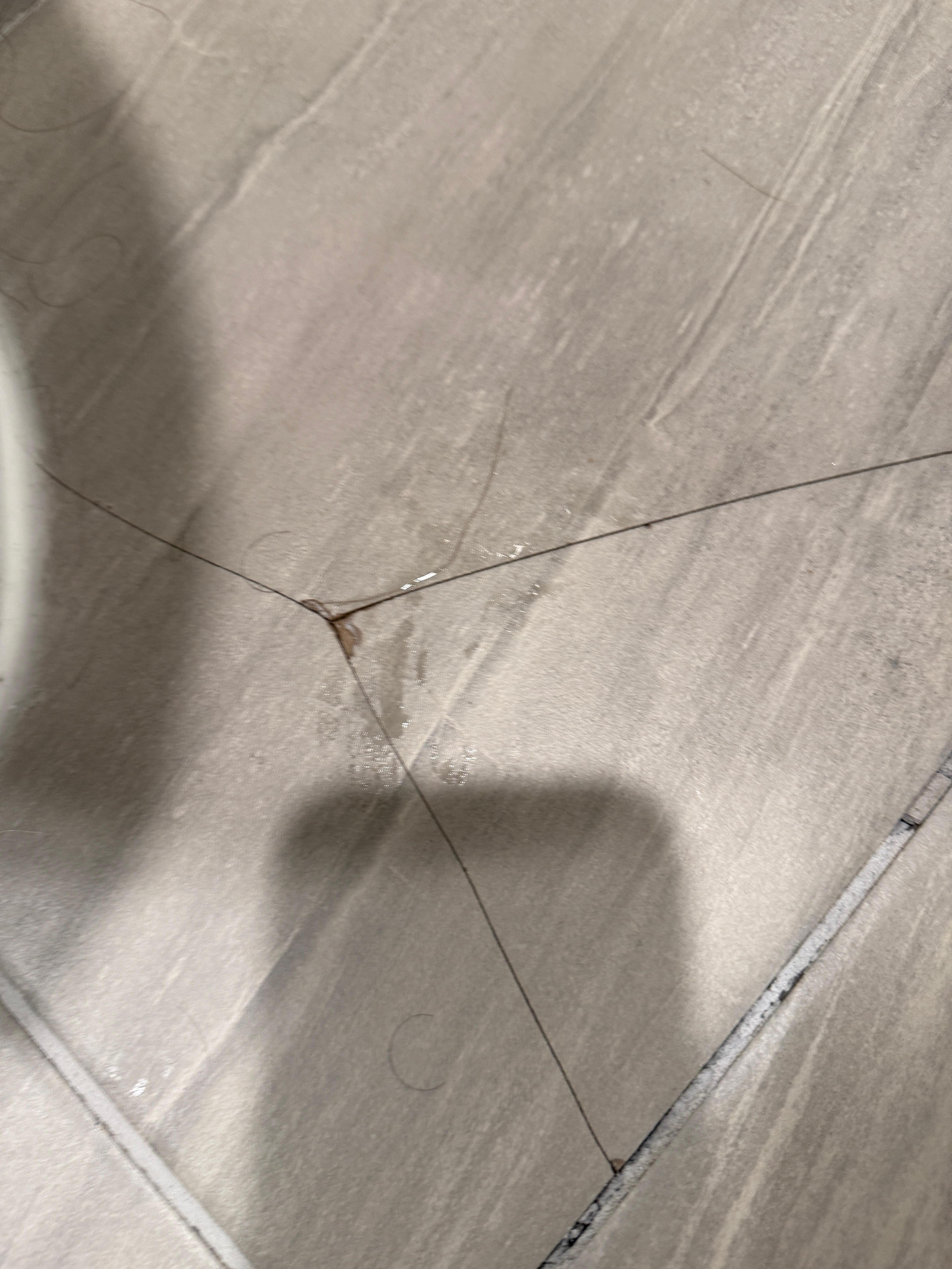 Cracked tile in bathroom