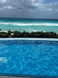 Pool with beach behind
