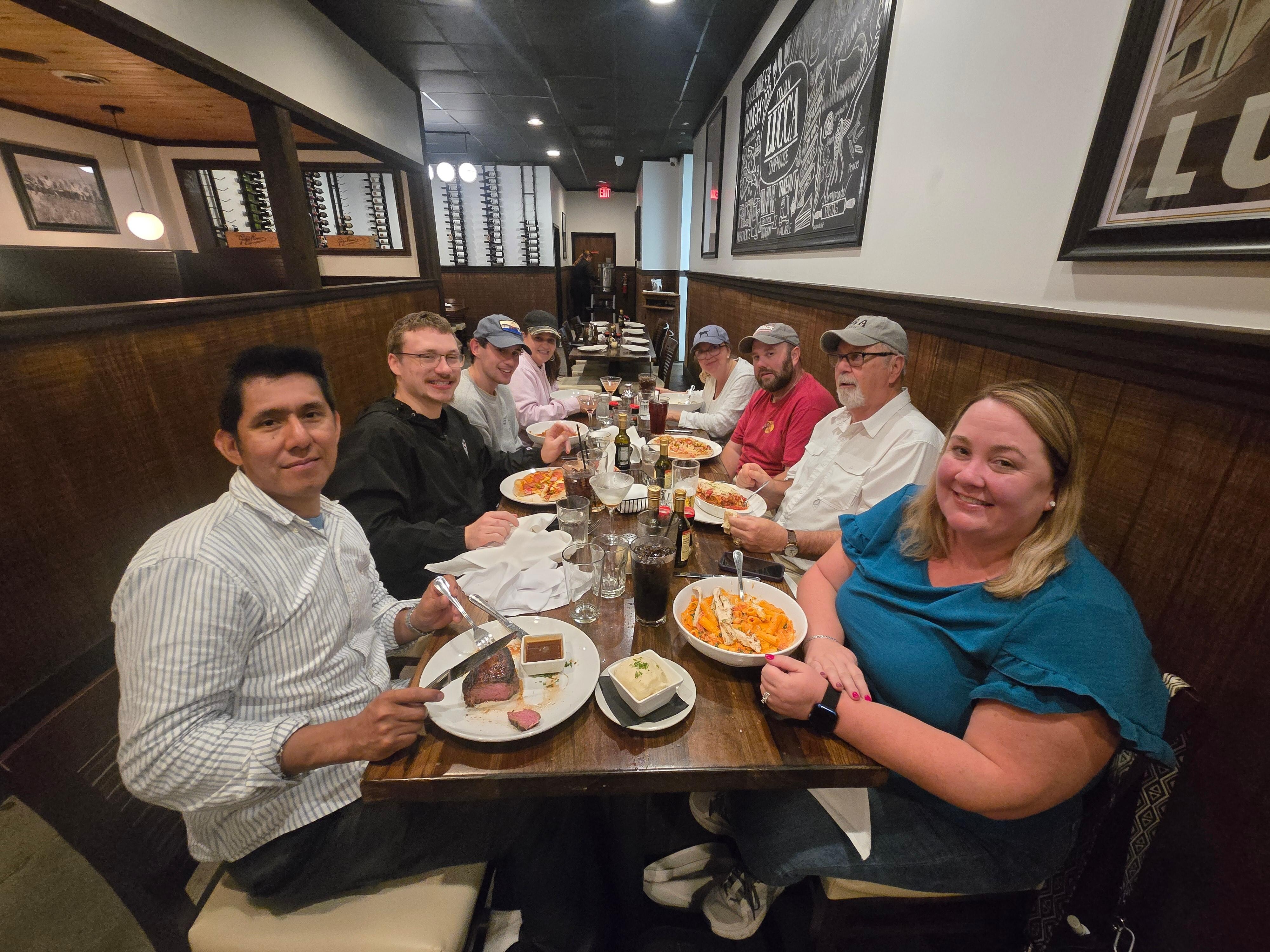 The crew doing what we do best at our favorite place...Lucca in Shallotte