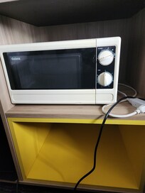 Very old microwave. Did not heat well. Extremely small. Dingy in color and appearance