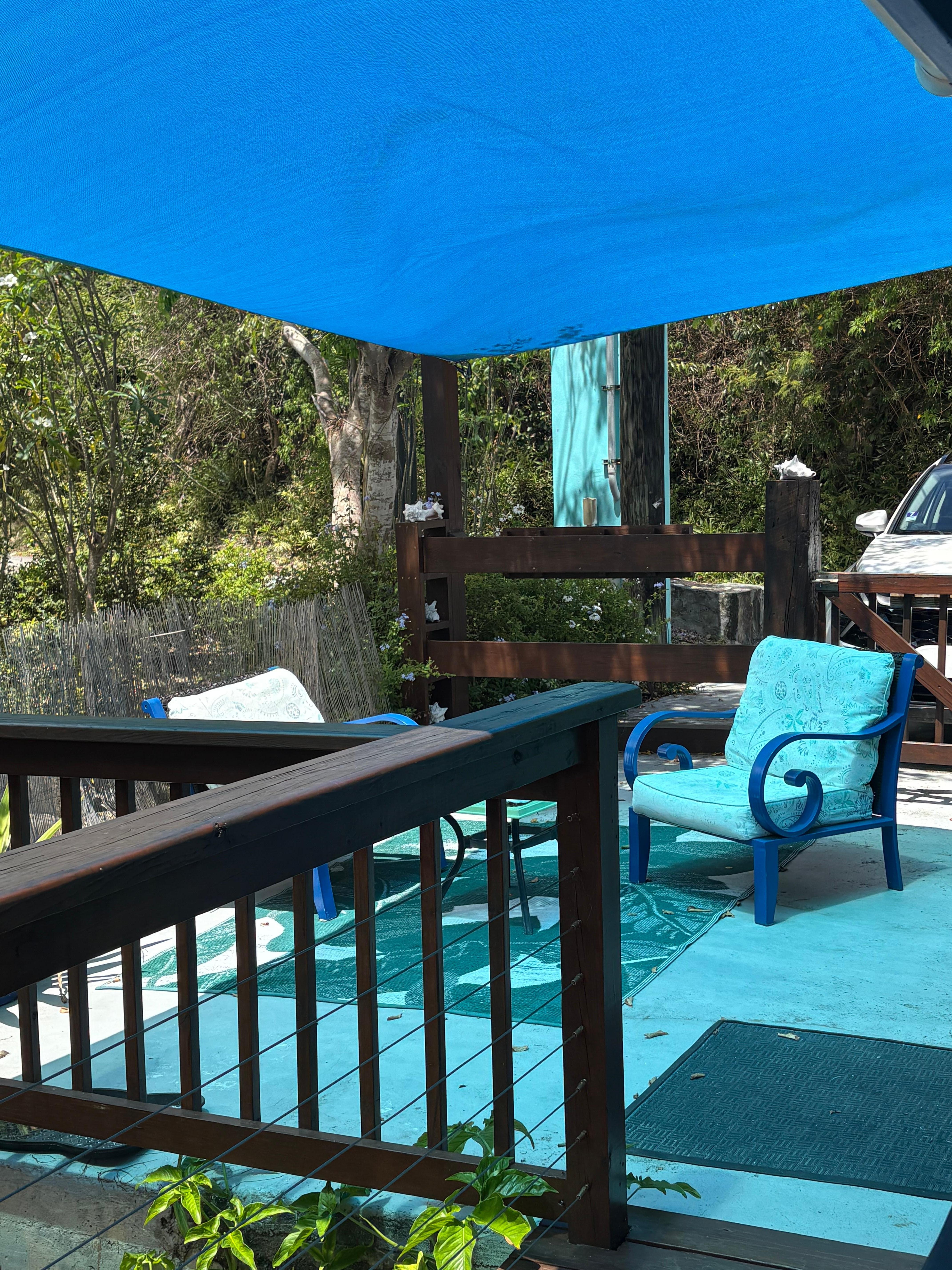 Shaded area. Much needed after our beach burns 