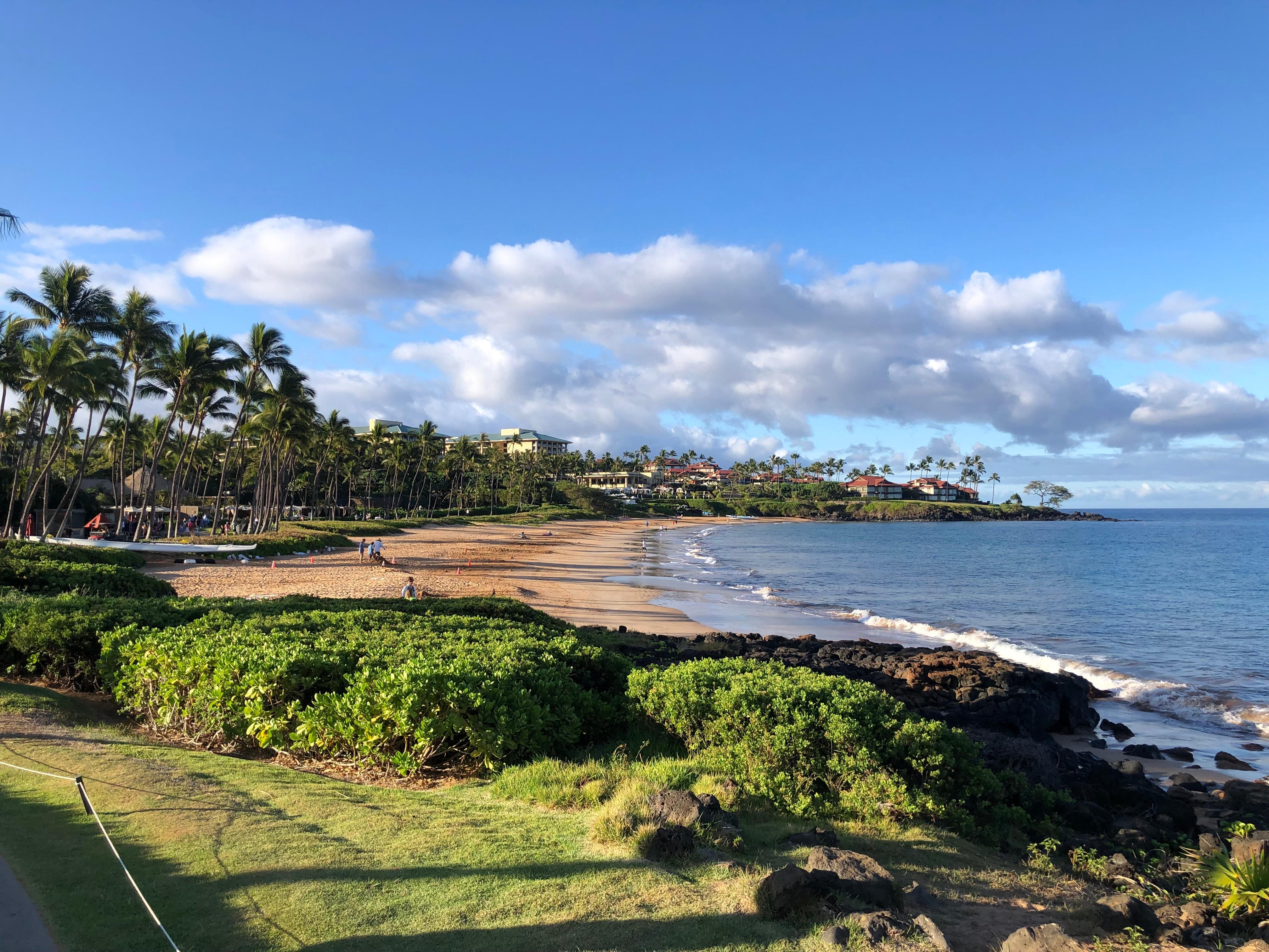 In front of adult pool ready for a walk along the boardwalk 