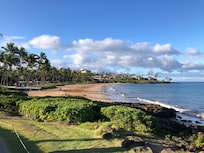 In front of adult pool ready for a walk along the boardwalk