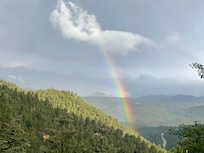 Beautiful rainbow from the deck of the house.