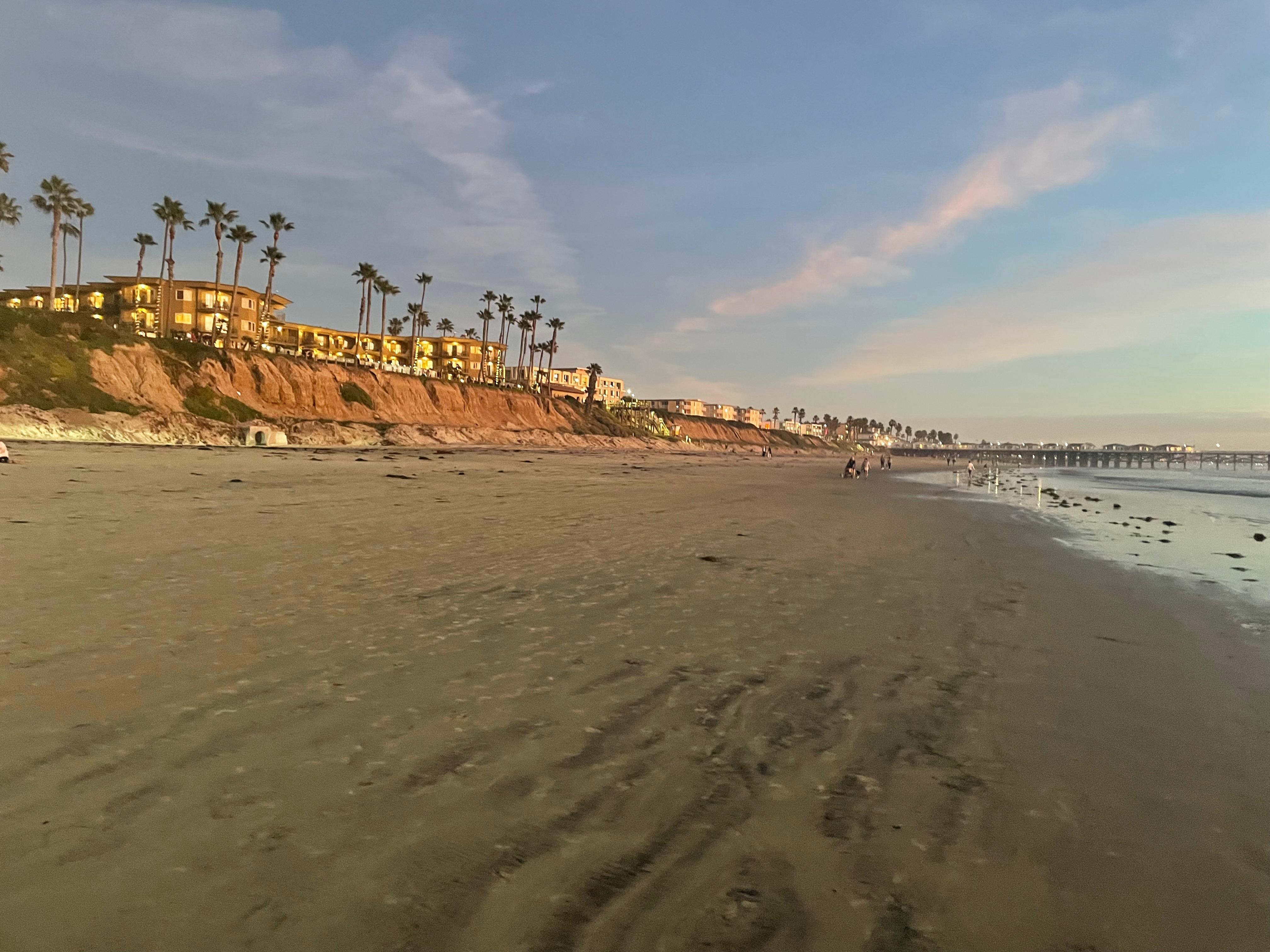 Side view down the  wide beach