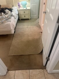 The new role of carpet underneath the bed that I brought out! So I didn’t have to step on the disgusting carpet!