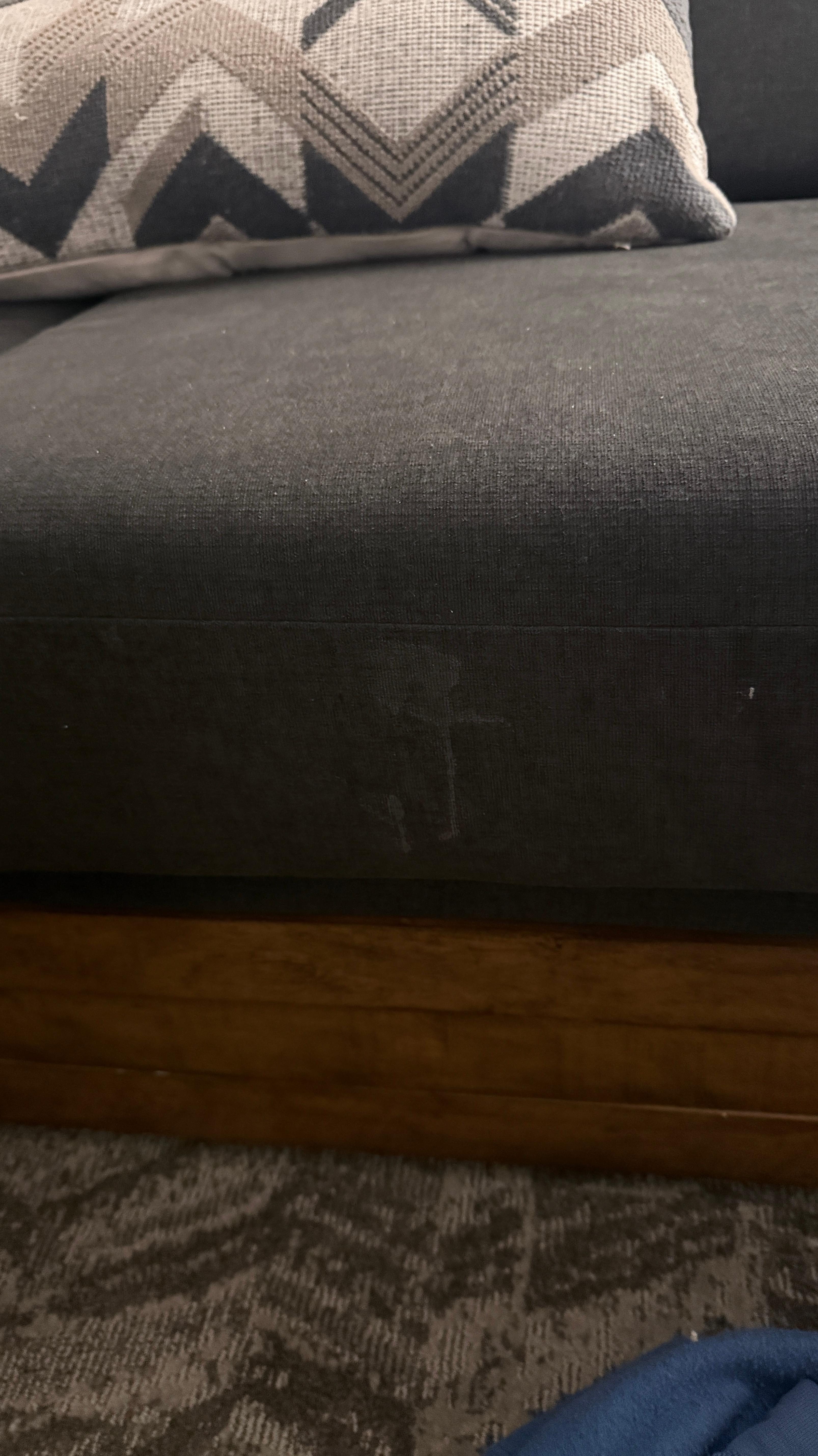Strange stain on sofa. 