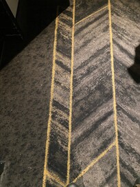Filthy condition of hall carpet