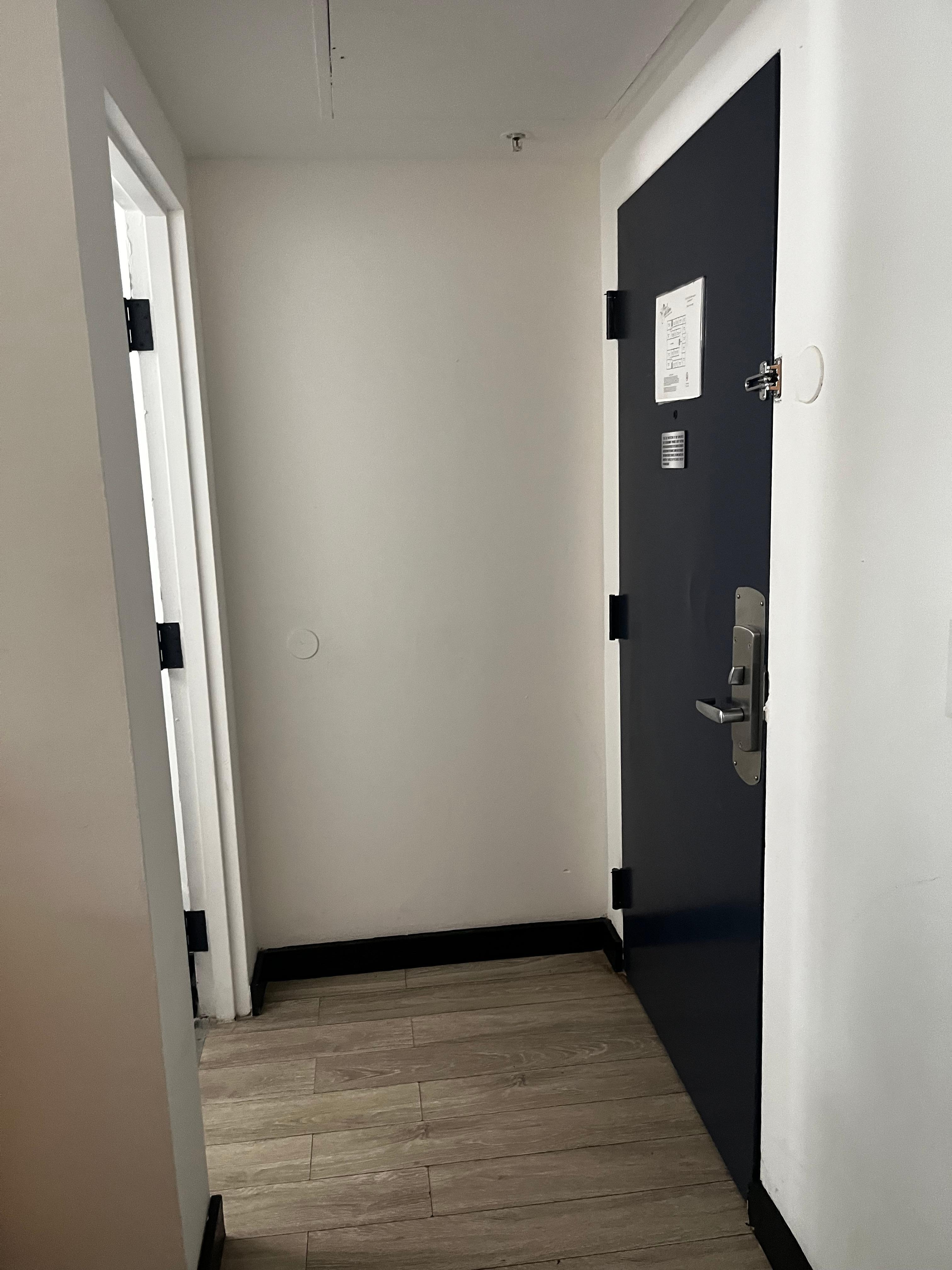 Toilet was away from the sink and shower 
Toilet was right infront of main door with no room for a regular wheelchair 