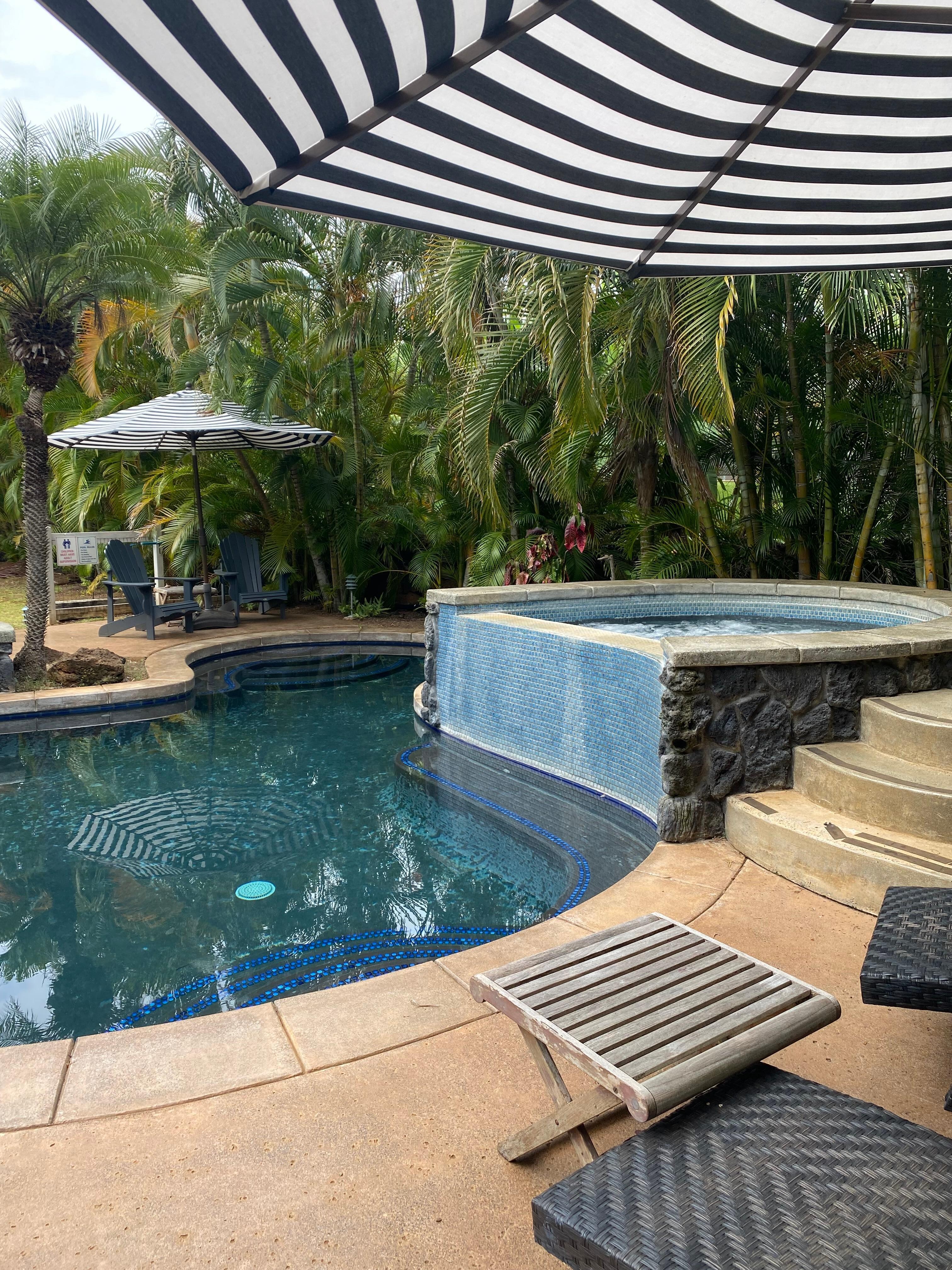 The pool and jacuzzi