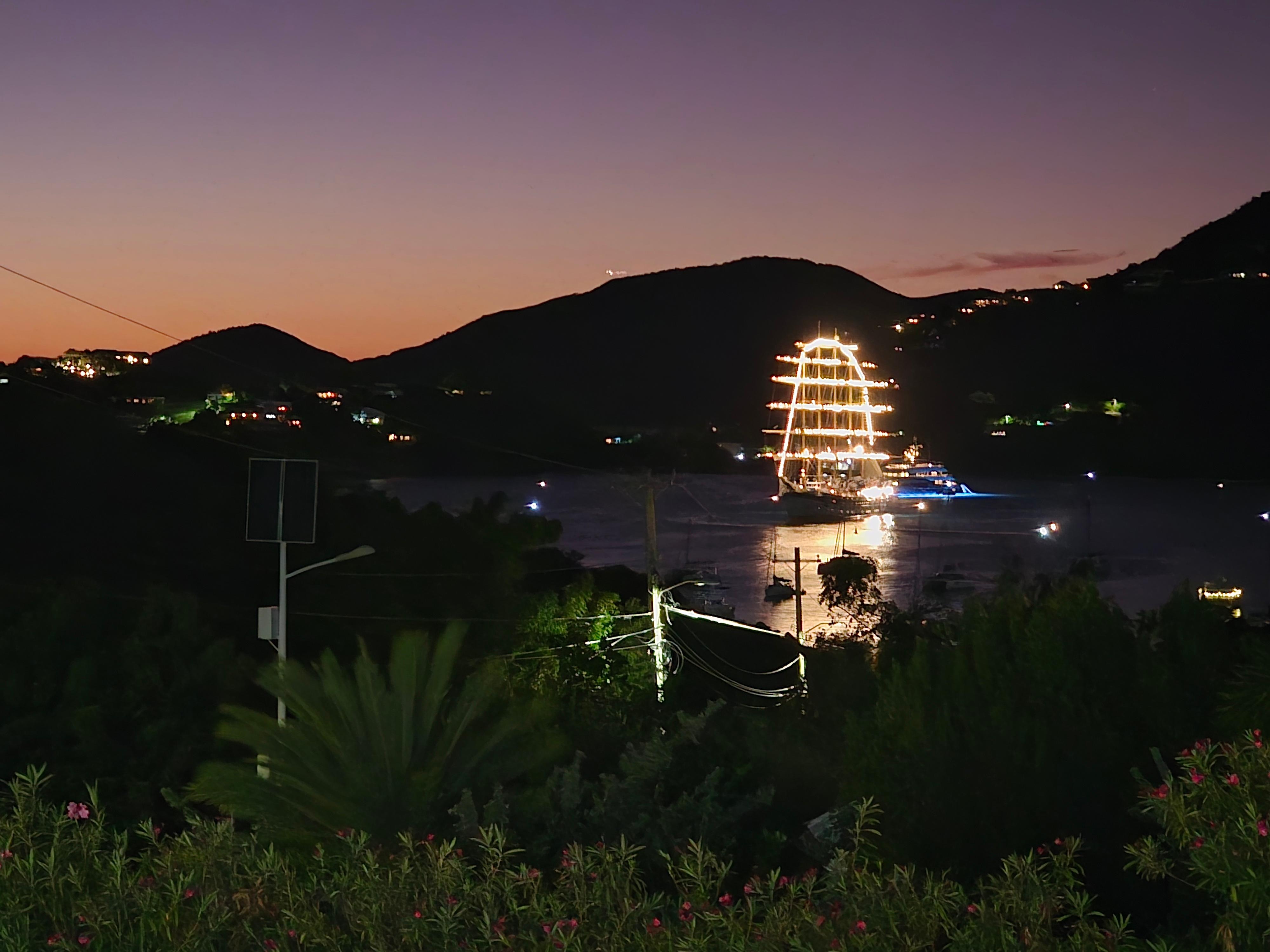 View of the Bay at night.